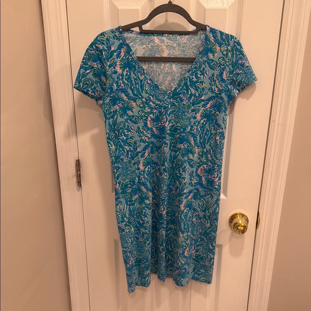 Lilly Pulitzer Blue and Green Floral Dress